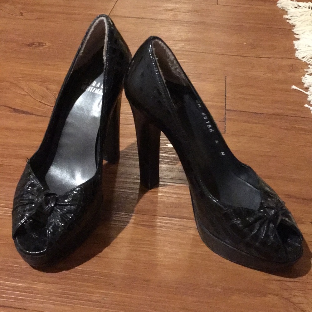 Stuart Weitzman black peep toe heels size 4 women